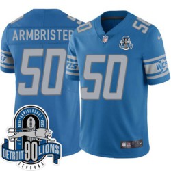 Lions #50 Thurston Armbrister 1934-2023 90 Seasons Anniversary Patch Jersey -Blue
