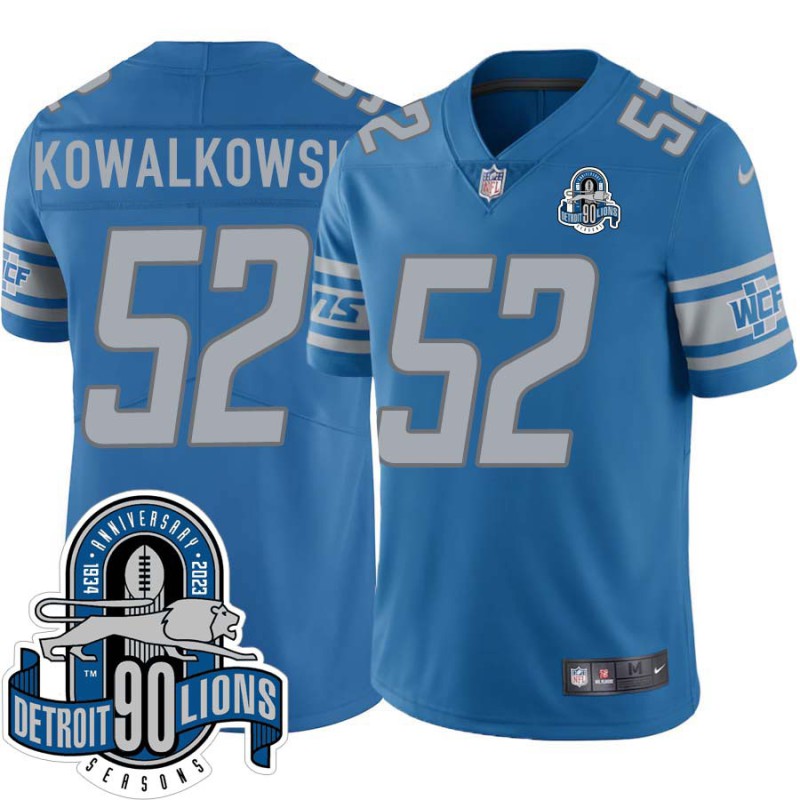 Lions #52 Scott Kowalkowski 1934-2023 90 Seasons Anniversary Patch Jersey -Blue