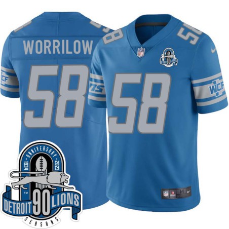 Lions #58 Paul Worrilow 1934-2023 90 Seasons Anniversary Patch Jersey -Blue