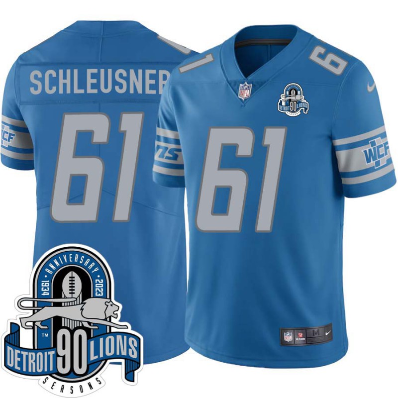 Lions #61 Vin Schleusner 1934-2023 90 Seasons Anniversary Patch Jersey -Blue