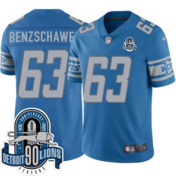 Lions #63 Beau Benzschawel 1934-2023 90 Seasons Anniversary Patch Jersey -Blue