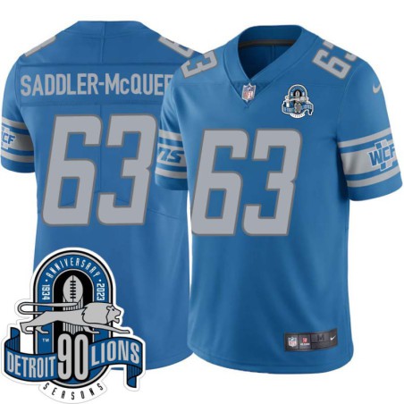 Lions #63 Jimmy Saddler-McQueen 1934-2023 90 Seasons Anniversary Patch Jersey -Blue