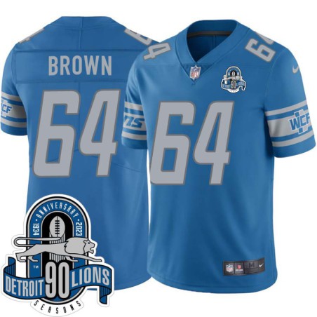 Lions #64 Howie Brown 1934-2023 90 Seasons Anniversary Patch Jersey -Blue