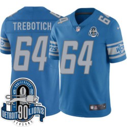 Lions #64 Buzz Trebotich 1934-2023 90 Seasons Anniversary Patch Jersey -Blue