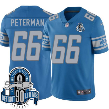 Lions #66 Stephen Peterman 1934-2023 90 Seasons Anniversary Patch Jersey -Blue