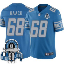 Lions #68 Steve Baack 1934-2023 90 Seasons Anniversary Patch Jersey -Blue