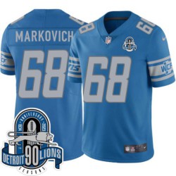 Lions #68 Mark Markovich 1934-2023 90 Seasons Anniversary Patch Jersey -Blue