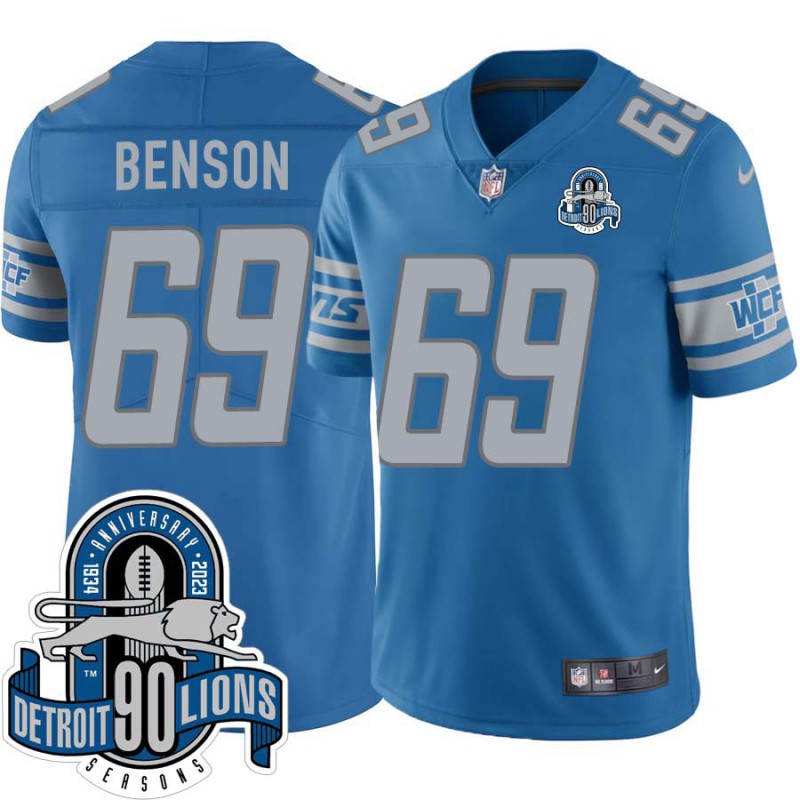 Lions #69 Charles Benson 1934-2023 90 Seasons Anniversary Patch Jersey -Blue