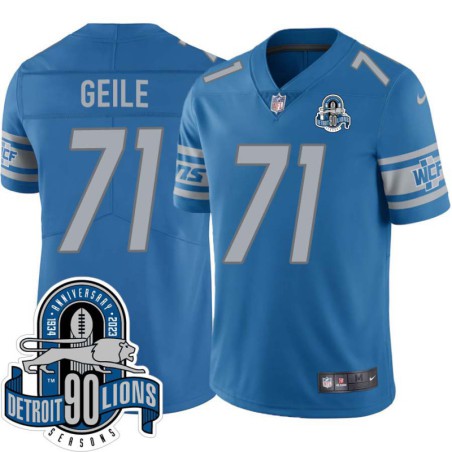 Lions #71 Chris Geile 1934-2023 90 Seasons Anniversary Patch Jersey -Blue