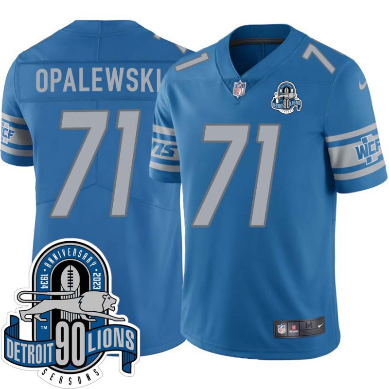 Lions #71 Ed Opalewski 1934-2023 90 Seasons Anniversary Patch Jersey -Blue