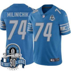 Lions #74 Joe Milinichik 1934-2023 90 Seasons Anniversary Patch Jersey -Blue