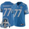 Lions #77 Mike Haggerty 1934-2023 90 Seasons Anniversary Patch Jersey -Blue