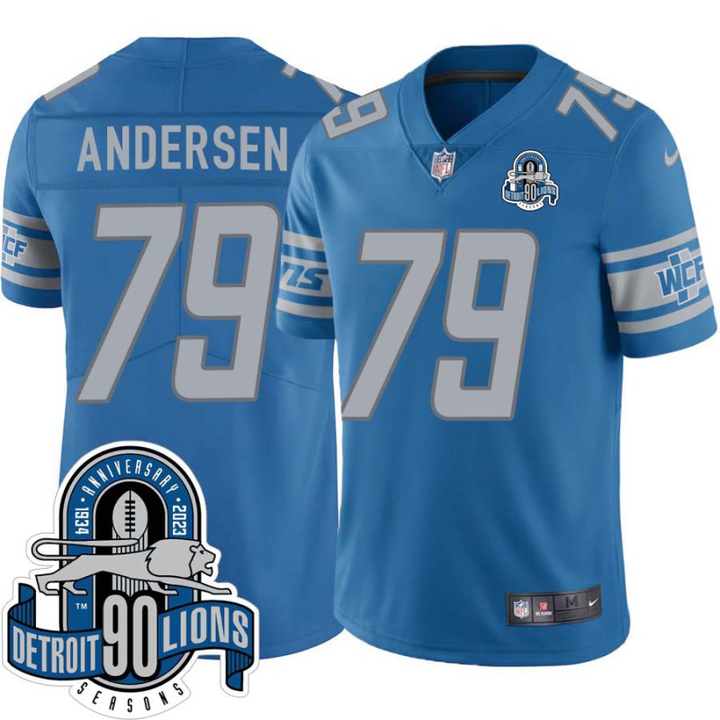 Lions #79 Stan Andersen 1934-2023 90 Seasons Anniversary Patch Jersey -Blue