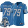 Lions #79 John Gonzaga 1934-2023 90 Seasons Anniversary Patch Jersey -Blue