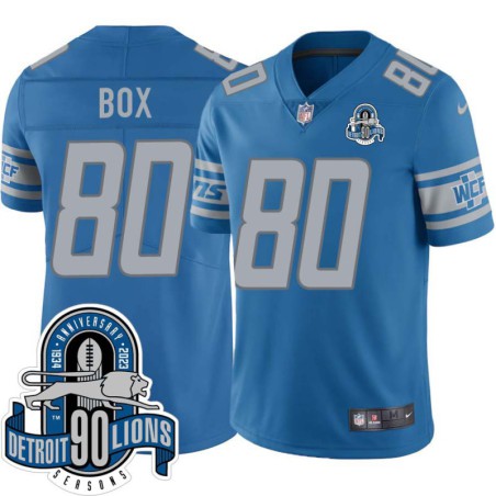 Lions #80 Cloyce Box 1934-2023 90 Seasons Anniversary Patch Jersey -Blue