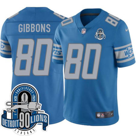 Lions #80 Jim Gibbons 1934-2023 90 Seasons Anniversary Patch Jersey -Blue