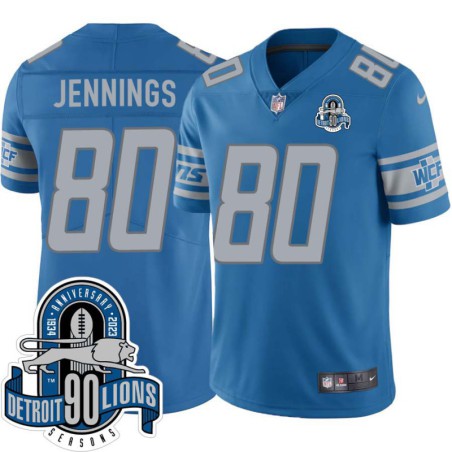 Lions #80 Adam Jennings 1934-2023 90 Seasons Anniversary Patch Jersey -Blue