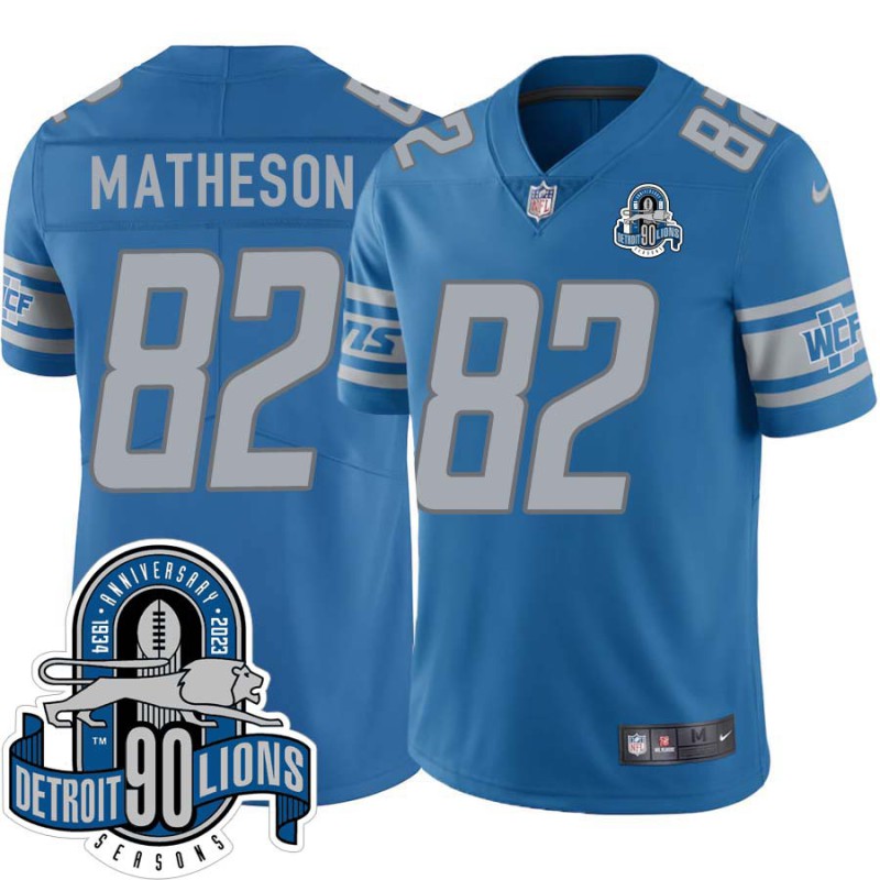 Lions #82 Jack Matheson 1934-2023 90 Seasons Anniversary Patch Jersey -Blue