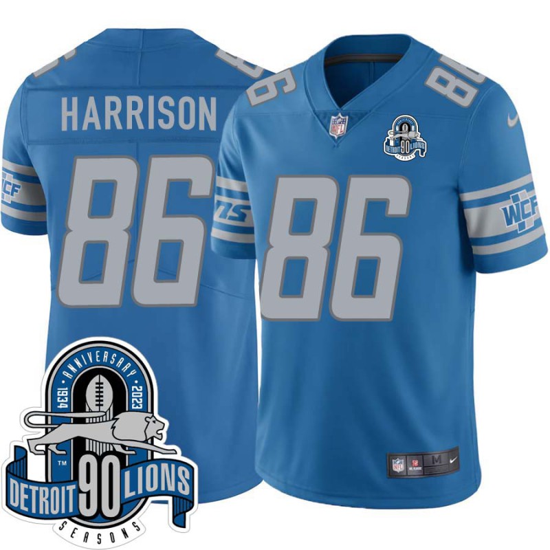 Lions #86 Gran Harrison 1934-2023 90 Seasons Anniversary Patch Jersey -Blue