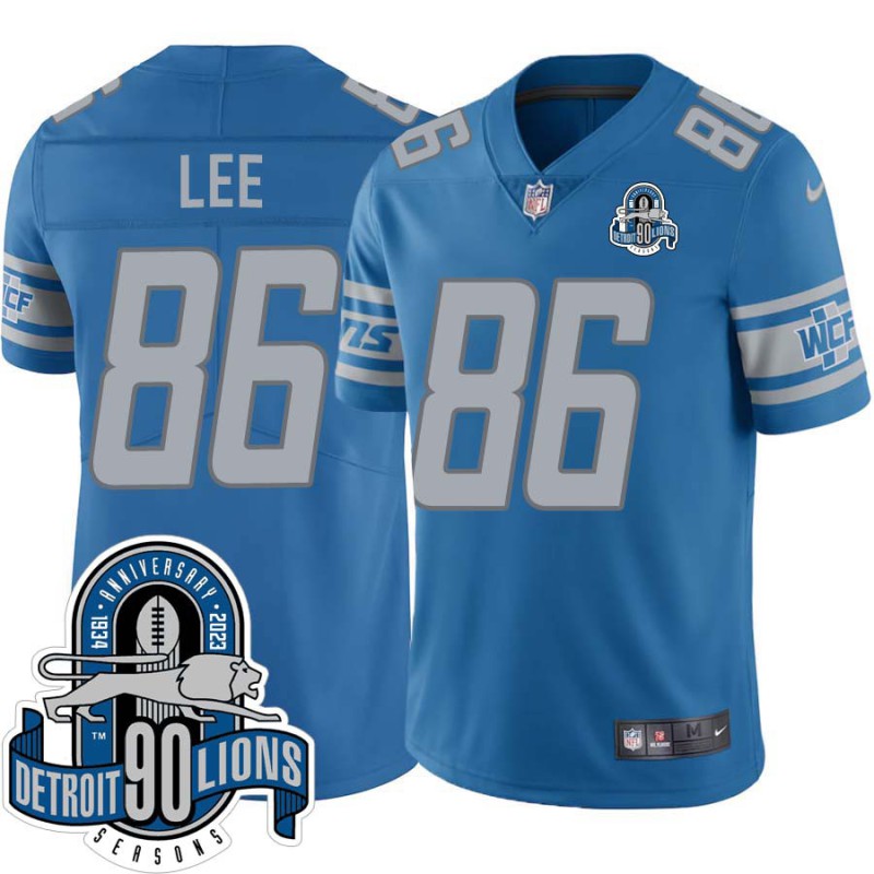 Lions #86 Khari Lee 1934-2023 90 Seasons Anniversary Patch Jersey -Blue