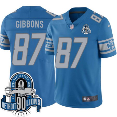 Lions #87 Jim Gibbons 1934-2023 90 Seasons Anniversary Patch Jersey -Blue