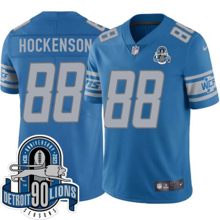 Lions #88 T.J. Hockenson 1934-2023 90 Seasons Anniversary Patch Jersey -Blue