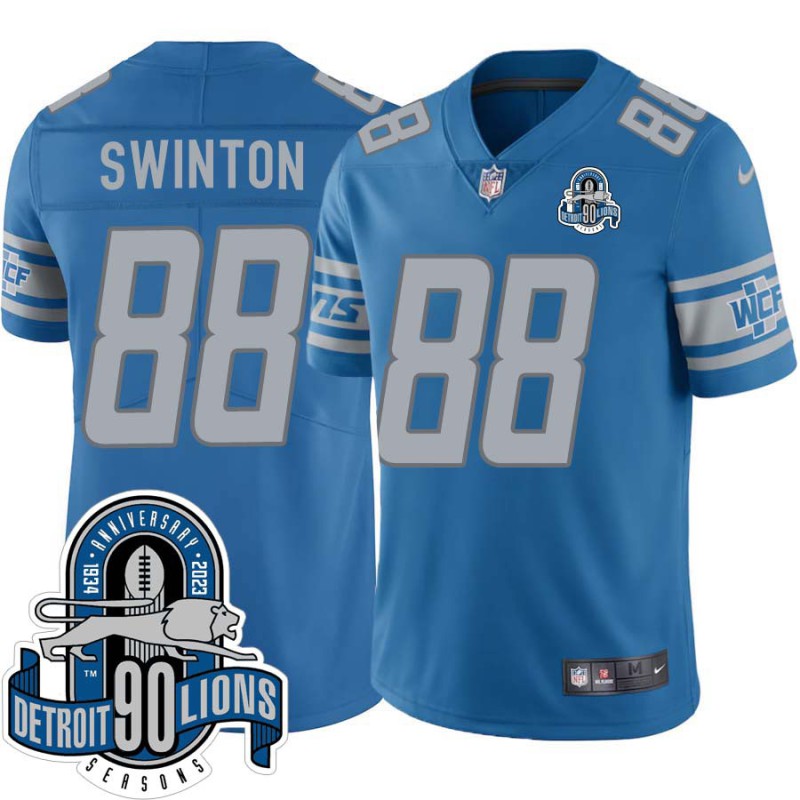 Lions #88 Reggie Swinton 1934-2023 90 Seasons Anniversary Patch Jersey -Blue