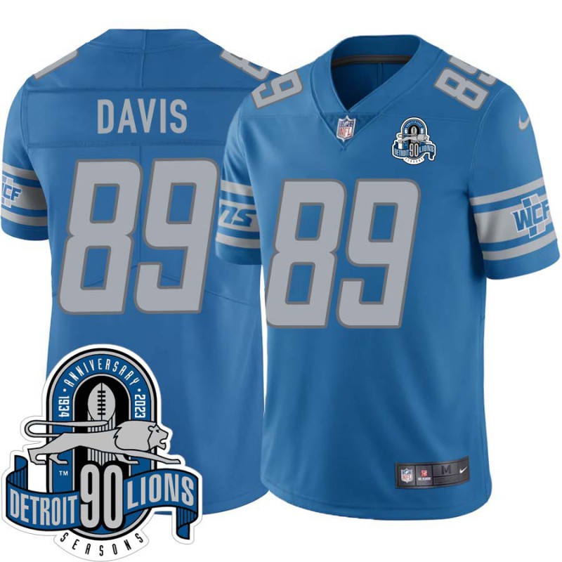 Lions #89 Kellen Davis 1934-2023 90 Seasons Anniversary Patch Jersey -Blue