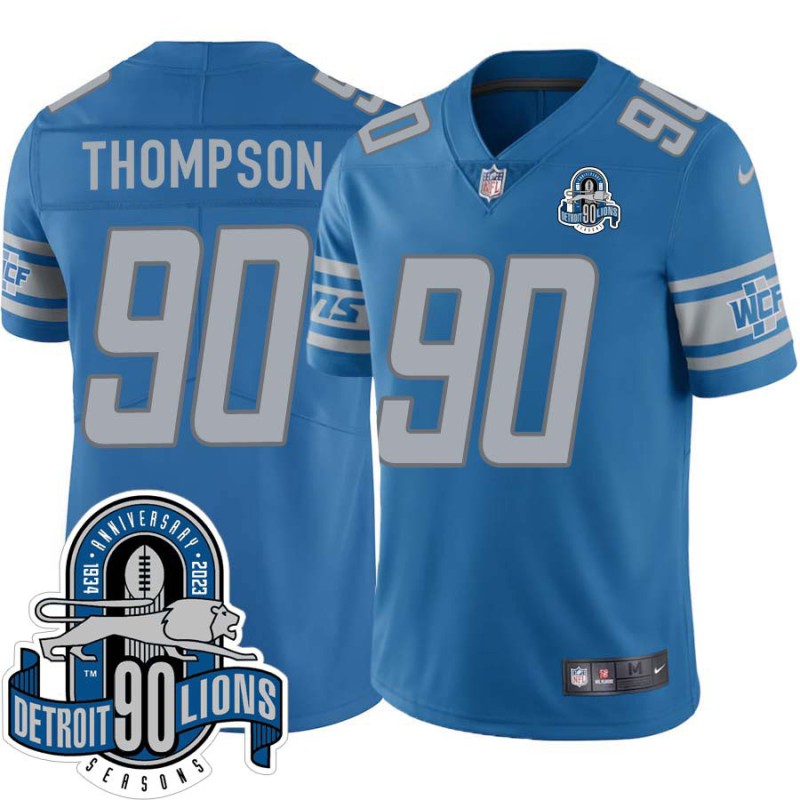 Lions #90 Robert Thompson 1934-2023 90 Seasons Anniversary Patch Jersey -Blue