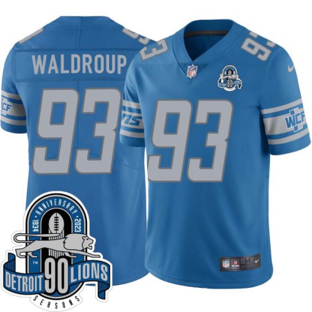 Lions #93 Kerwin Waldroup 1934-2023 90 Seasons Anniversary Patch Jersey -Blue