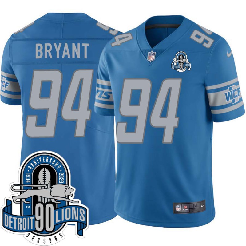 Lions #94 Austin Bryant 1934-2023 90 Seasons Anniversary Patch Jersey -Blue