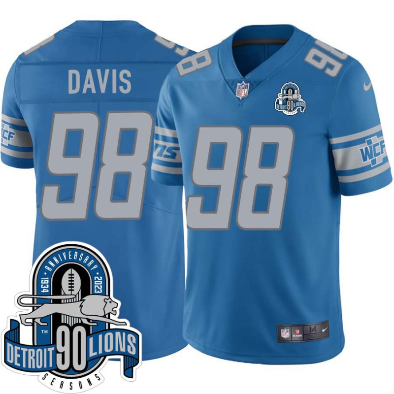 Lions #98 Jerome Davis 1934-2023 90 Seasons Anniversary Patch Jersey -Blue