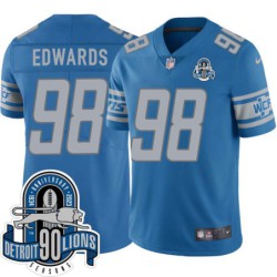 Lions #98 Kalimba Edwards 1934-2023 90 Seasons Anniversary Patch Jersey -Blue