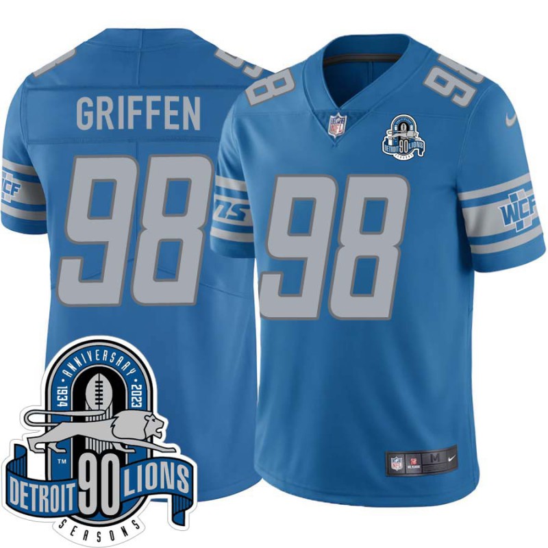 Lions #98 Everson Griffen 1934-2023 90 Seasons Anniversary Patch Jersey -Blue