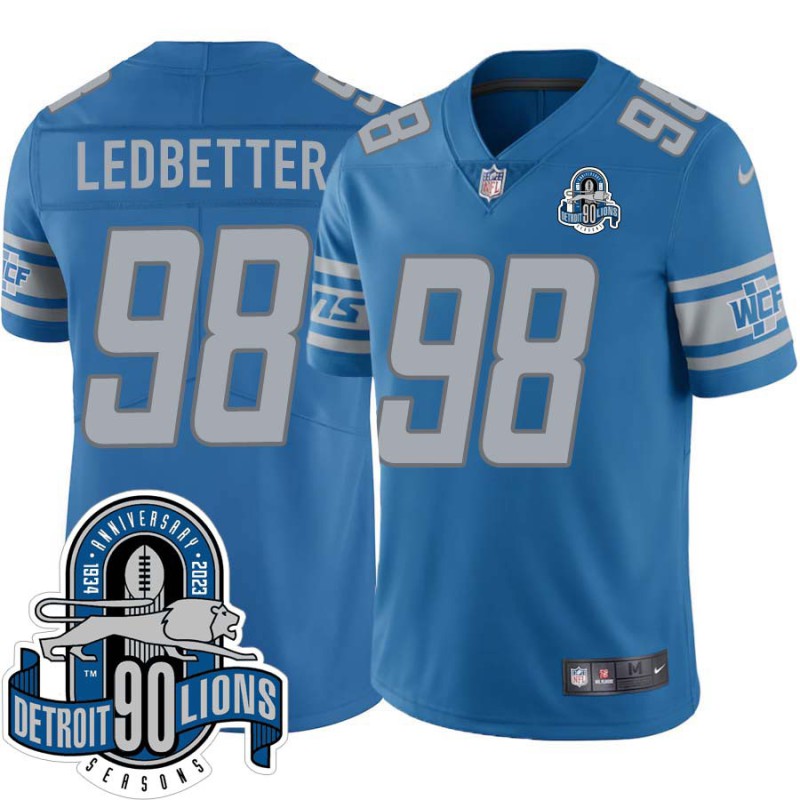 Lions #98 Jeremiah Ledbetter 1934-2023 90 Seasons Anniversary Patch Jersey -Blue