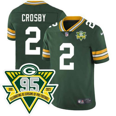 Packers #2 Mason Crosby 1919-2023 95 Year ANNI Patch Jersey -Green