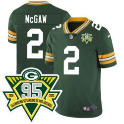 Packers #2 Walt McGaw 1919-2023 95 Year ANNI Patch Jersey -Green