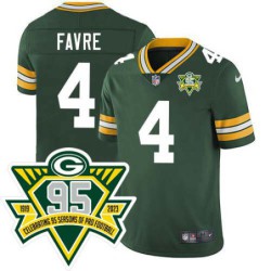 Packers #4 Brett Favre 1919-2023 95 Year ANNI Patch Jersey -Green