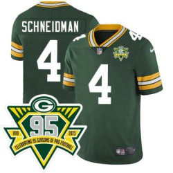 Packers #4 Herm Schneidman 1919-2023 95 Year ANNI Patch Jersey -Green