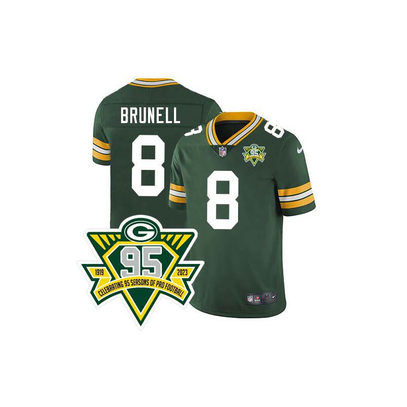 Packers #8 Mark Brunell 1919-2023 95 Year ANNI Patch Jersey -Green