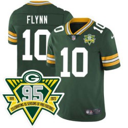 Packers #10 Matt Flynn 1919-2023 95 Year ANNI Patch Jersey -Green