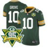 Packers #10 Roger Grove 1919-2023 95 Year ANNI Patch Jersey -Green