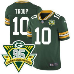 Packers #10 Bill Troup 1919-2023 95 Year ANNI Patch Jersey -Green