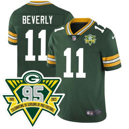 Packers #11 David Beverly 1919-2023 95 Year ANNI Patch Jersey -Green