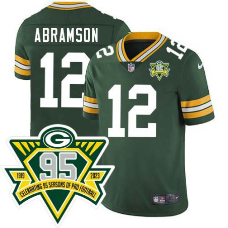 Packers #12 George Abramson 1919-2023 95 Year ANNI Patch Jersey -Green