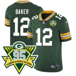 Packers #12 Bullet Baker 1919-2023 95 Year ANNI Patch Jersey -Green