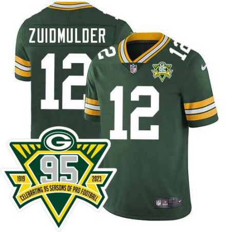 Packers #12 Dave Zuidmulder 1919-2023 95 Year ANNI Patch Jersey -Green