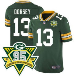 Packers #13 Kevin Dorsey 1919-2023 95 Year ANNI Patch Jersey -Green