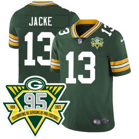 Packers #13 Chris Jacke 1919-2023 95 Year ANNI Patch Jersey -Green