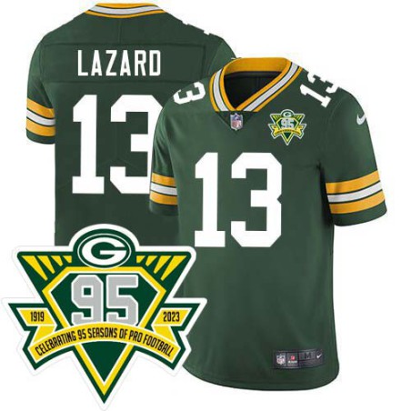 Packers #13 Allen Lazard 1919-2023 95 Year ANNI Patch Jersey -Green